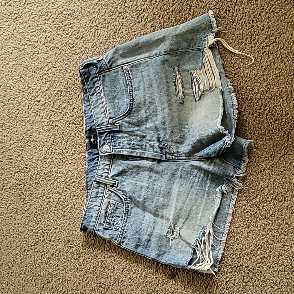 7 For All Mankind MONROE CUT-OFF SHORT IN COSMIC BLUE RIGID